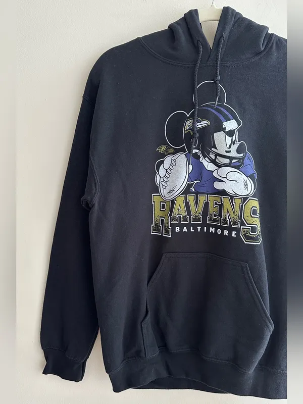 Junk Food Women’s Mickey Mouse Baltimore Ravens Black Hoodie, Size Small - Image 3