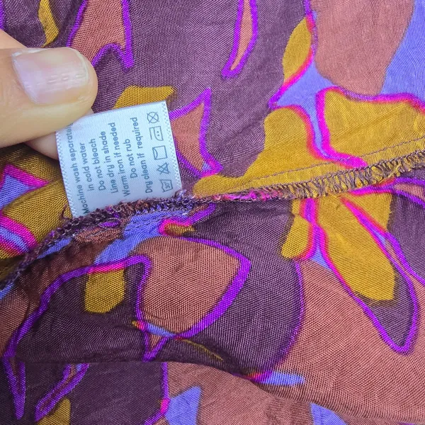 Roller Rabbit‎ Womens Purple Orange Abstract Floral Viscose Midi Slip Dress M - Image 6