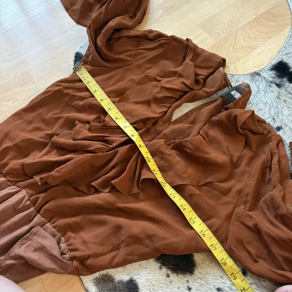 REFORMATION Brown Ruffle Penny Bodysuit Size Medium‎ - Image 7