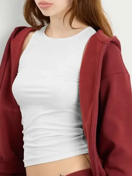 SKIMS (Gar) cotton fleece classic zip up hoodie skims Merlot NWT SIZE S - Image 5