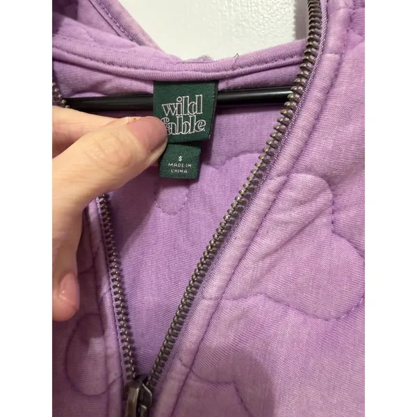 Wild Fable Lavender Cloud‎ Quilted Zip Up Hoodie Jacket Women's Size Small - Image 5