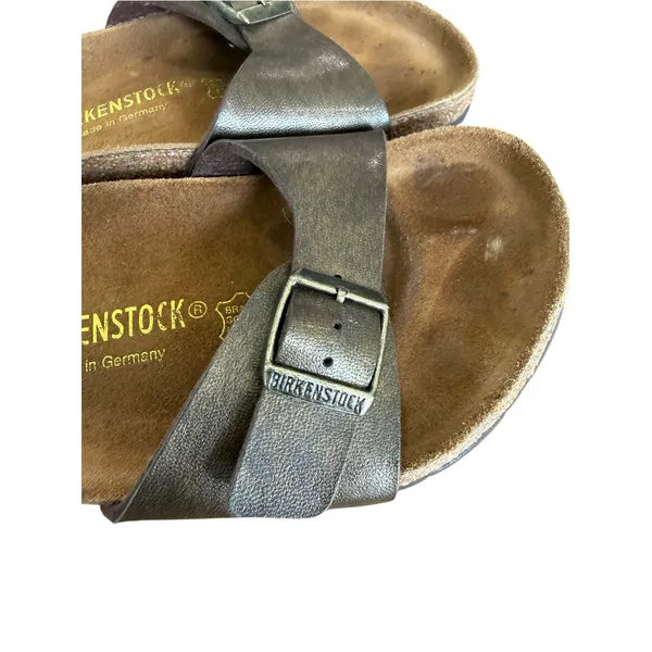 Birkenstock Madrid Metallic Anthracite Birko-Flor Slide Sandals 38/ 7-7.5 Narrow - Image 4