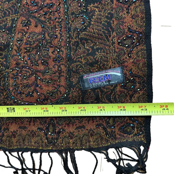 Lg Antique‎ Collectors Club RTM Beaded Shawl Cashmere Silk Blend Global Vintage - Image 6