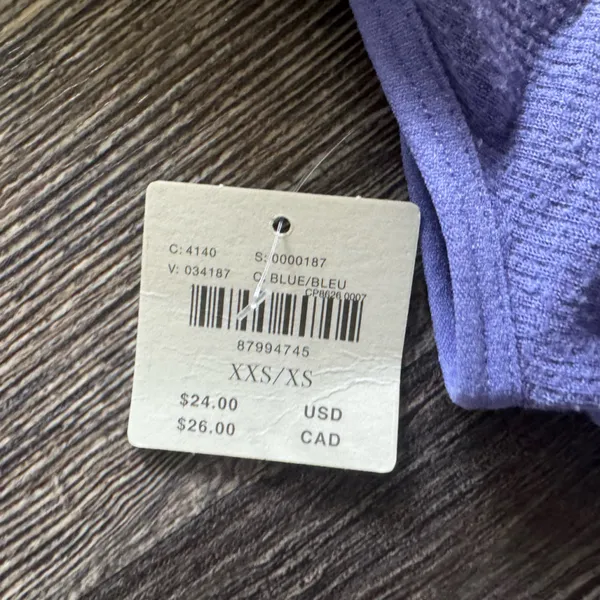 NWT Anthropologie Seamless Square‎ next Crop Tank Blue Size XXS/XS - Image 3