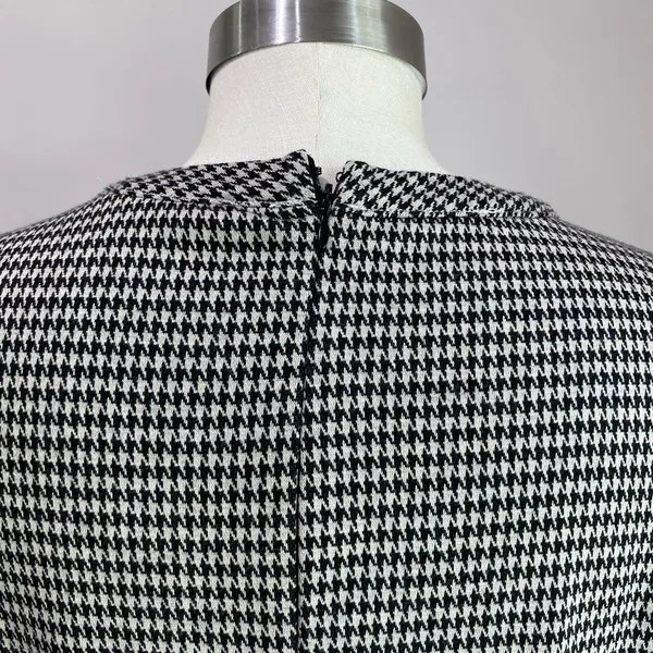 Loft Houndstooth Ruffle Posh Trim Mini‎ Dress Black and White Size 10 - Image 7