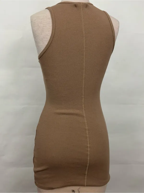 Hollister Co Bodycon Sleeveless Ribbed Tank Dress Tan Small - Image 2