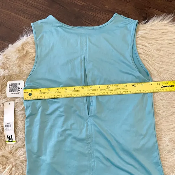 NWT Nicole Miller Workout Gym Teal Blue Tank Top Open Back Cutout Size L - Image 7