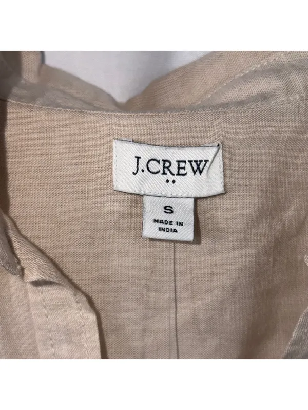 J.Crew Linen Cotton Popover Shirt Beige Size S NWT - Image 5