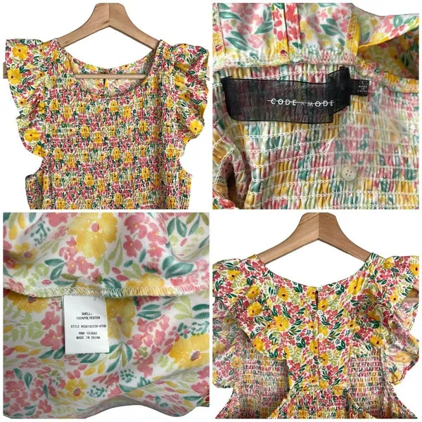 Anthropologie Cool Mode Ditsy Floral Smocked Bodice Midi Dress - Size L | Large - Image 10