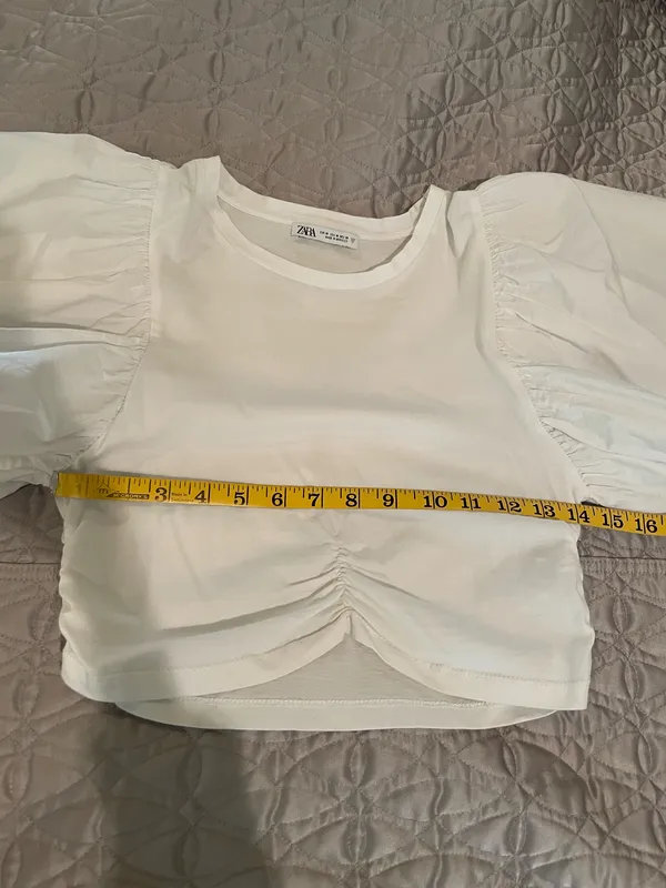 Zara White Ruffle Sleeve Cropped Top - Women - Image 5