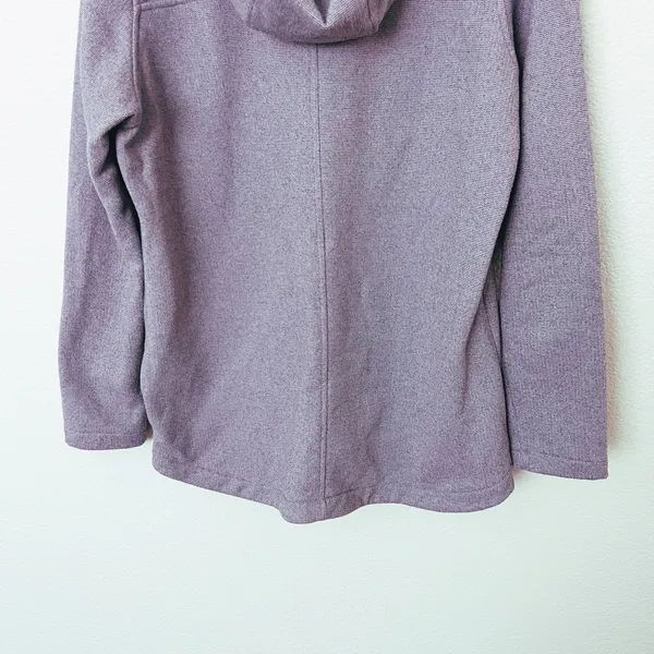 [The North Face] Purple Knit Stitch Fleece Hoodie Snap Button Mock Neck Sz Large - Image 7