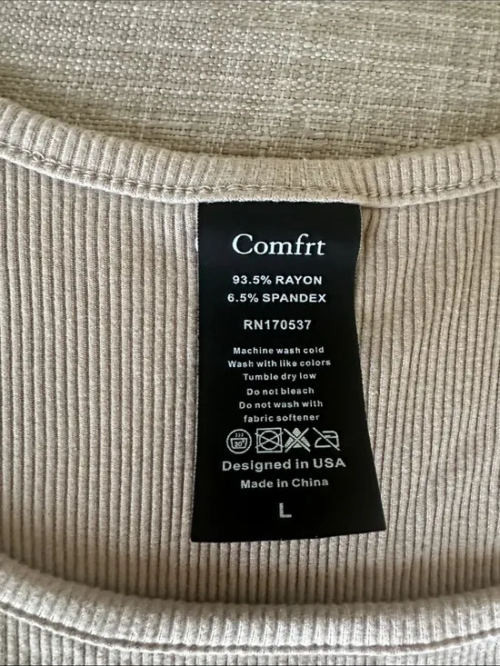 Comfrt Ribbed Contour Waist Length Tank Top in Desert - Women's Scoop Neck - Image 4