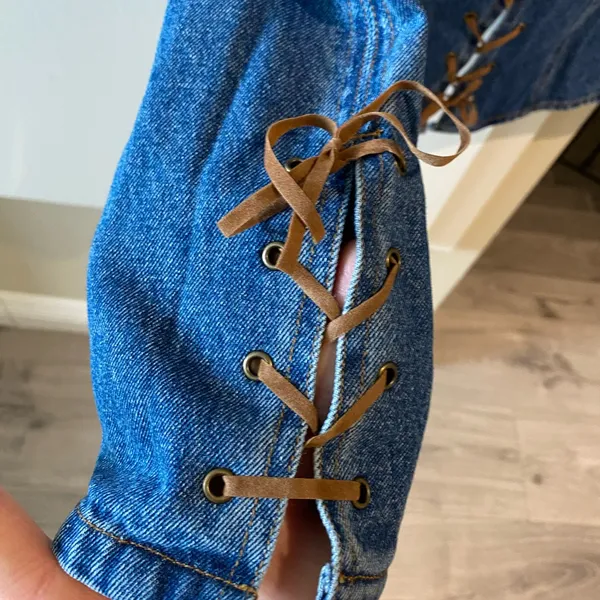 Stonebridge VTG Denim Jacket with Lace-Up Details, size PP - Image 4