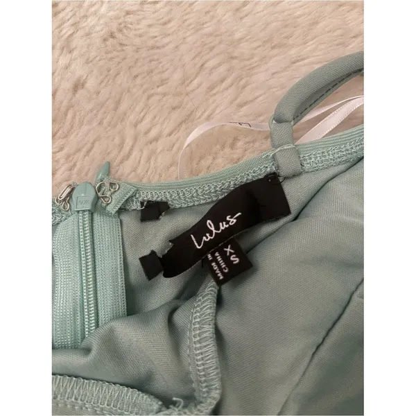 Lulus Giorgina Sage Mesh Gathered Trumpet Midi Dress Size XS Cocktail Sexy - Image 6