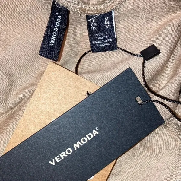 Vero Moda Tan Brown Mink Panda Off The Shoulder Long Sleeve Top Blouse Shirt v6x - Image 4