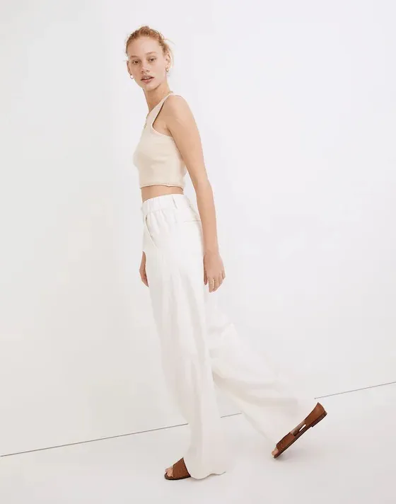 Madewell Cotton-Linen Pleated Wide-Leg Pants - Image 2
