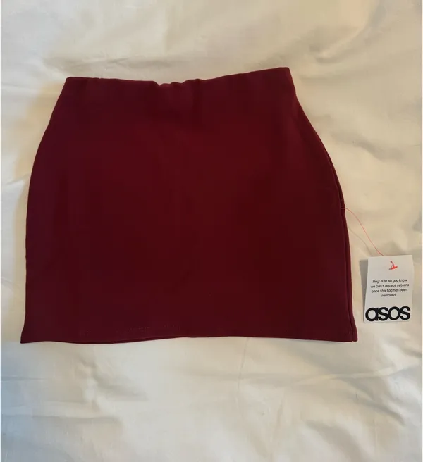 ASOS burgundy ribbed mini skirt - Image 6