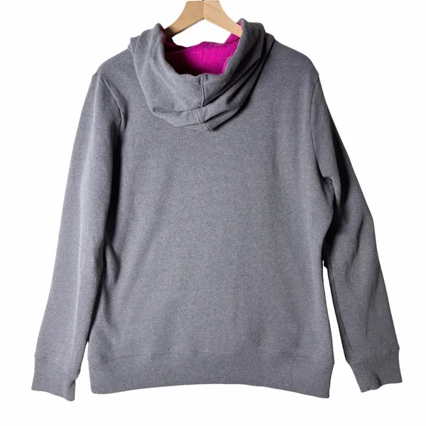 The North Face Gray Pink Fleece Graphic Print Pullover Hoodie Women’s size XL - Image 2
