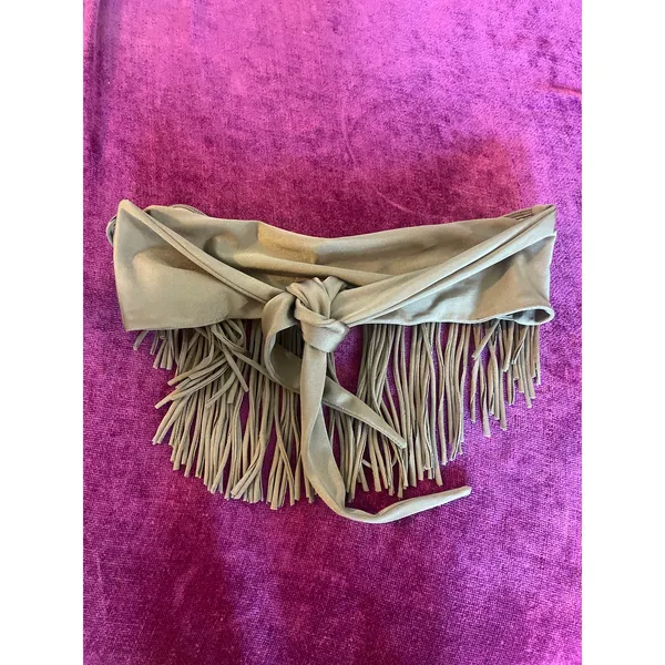 TORI PRAVER Dusty Fringe Bikini Top in Hazel Strapless Bandeau Size Large /L - Image 3