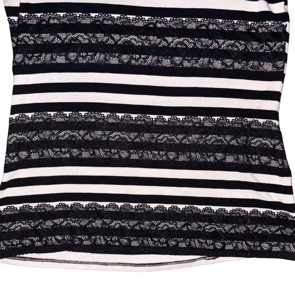 White House Black Market Striped Lace-Trim 3/4 Sleeve Top - Image 3