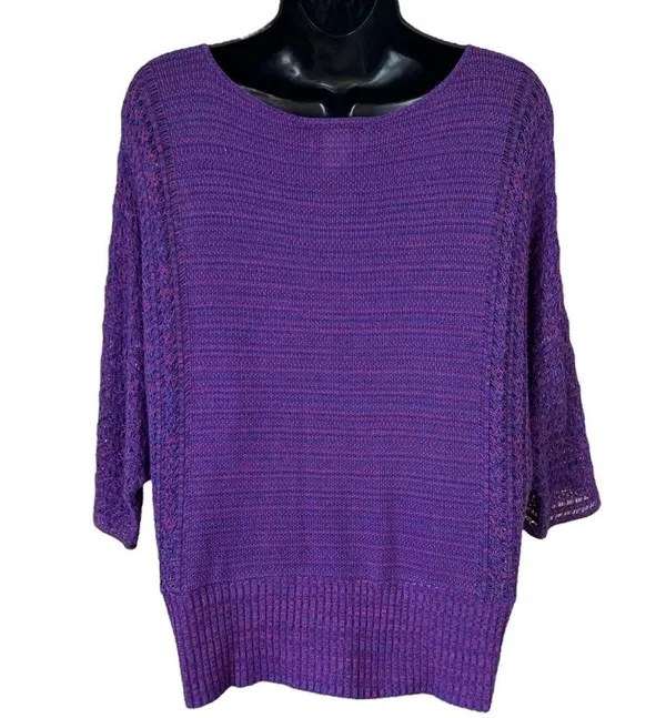 Vintage 212 New York Purple & Pink open weave knit sweater - Image 7
