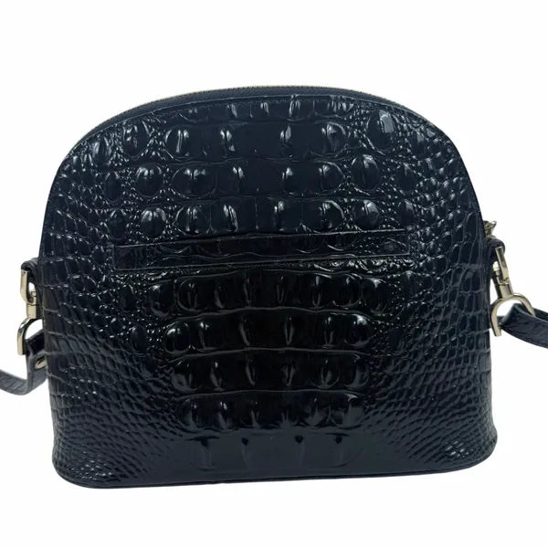 Brahmin Georgina Small Croc Embossed Leather Dome Crossbody Bag Black - Image 4