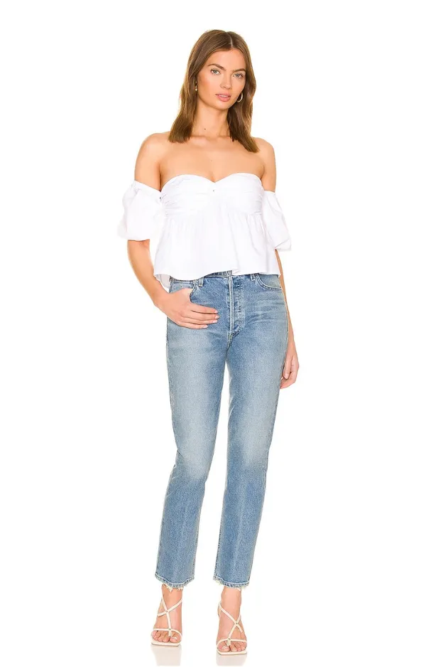 Lucy Peplum Top White Size M - Image 4