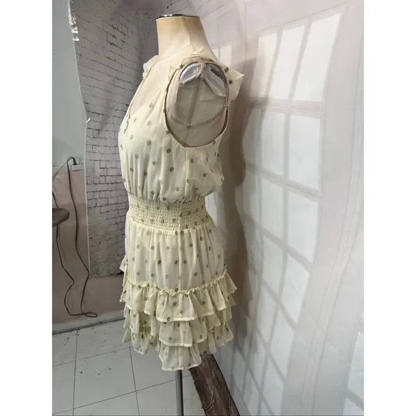 Saltwater Luxe California Gold Catherine Sleeveless Tiered Mini Dress Size Small - Image 7