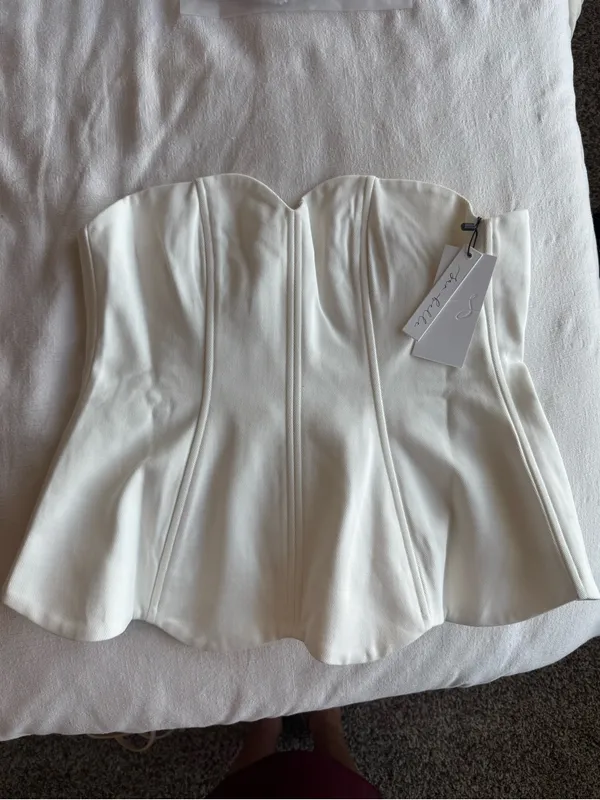 HELLO MOLLY DEWDROP DREAMS STRAPLESS TOP WHITE - M - Image 3