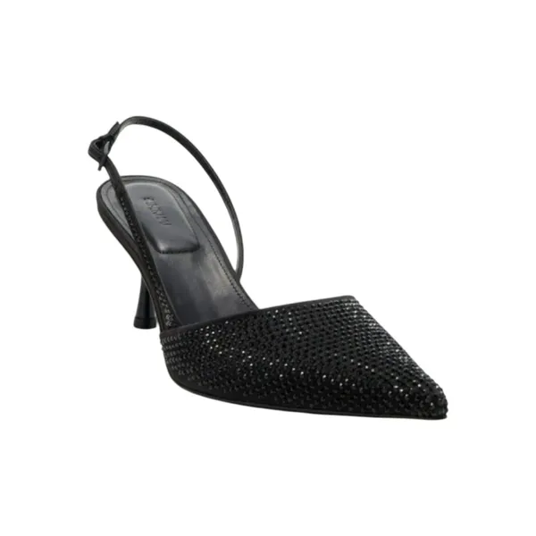 Black Crystal Slingback Kitten Heel Pointed Toe Dainty Glam Minimalist, sz 6 NEW - Image 4