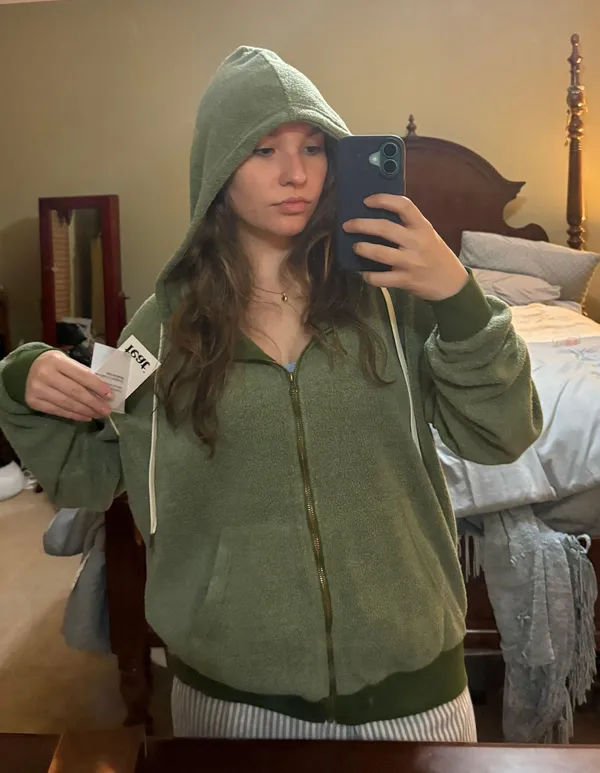 green unisex zip up - Image 4