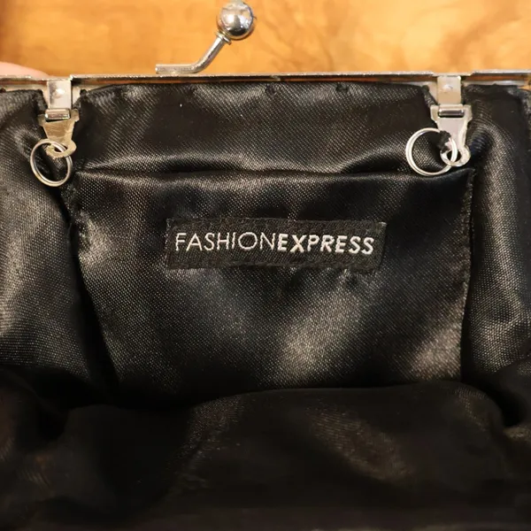 Vintage 90s Y2K Fashion Express Beaded Kiss Lock Clutch Womens Black Evening - Image 4