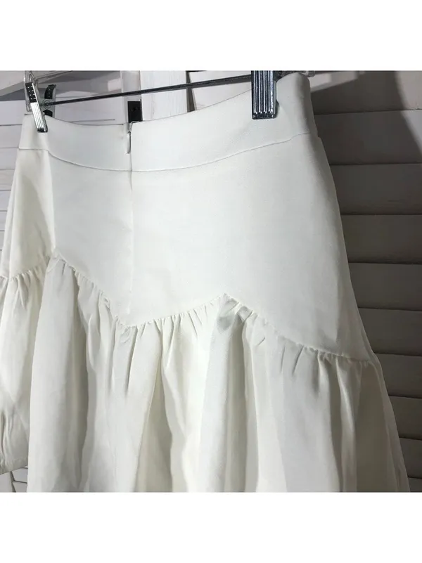 Princess Polly Tennis Mini Skirt Flouncy Hemline Back Zip Cotton White Women’s 6 - Image 6