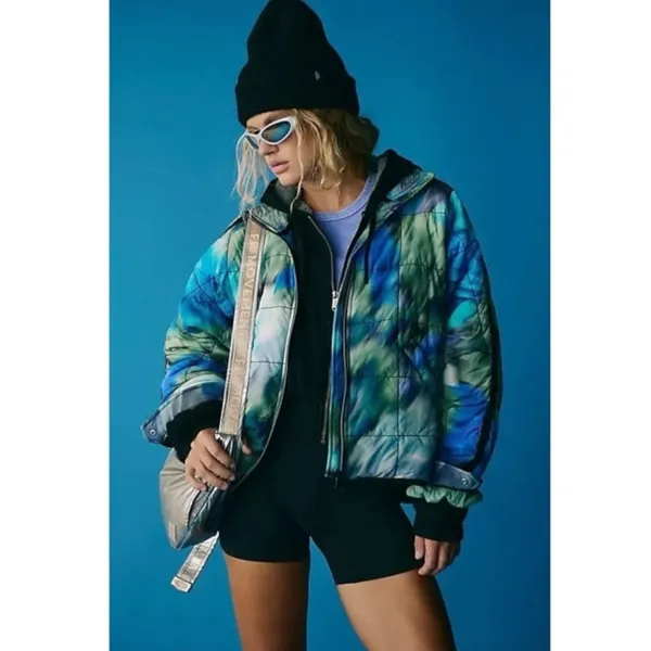 Free People Pippa Printed Packable Puffer Jacket in Blurry Flower Combo Size XL - Image 11