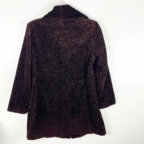 CALVIN KLEIN Burgundy Textured Lined Trench Coat Medium Fall Winter Neutral Cozy - Image 2