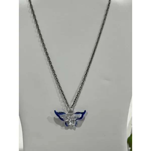 Necklace Lot: 3 Butterfly Silver Tone Pendant Chain‎ Jewelry - Image 4