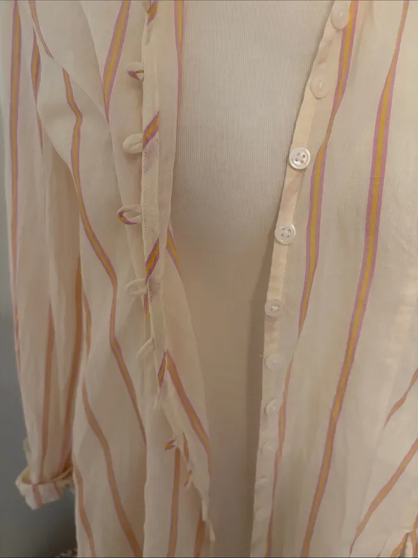 BDG Cream and Pink Striped Button-Down Shirt with Open Back - Image 4