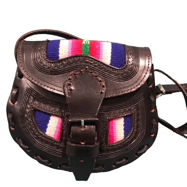 vintage leather black crossbody bag / Adjustable Strap - Image 3