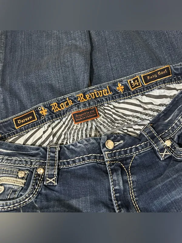Rock Revival Easy Bootcut Embellished Embroidered Denim Jeans Women’s Size 34 - Image 7