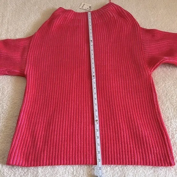 Free People Charlotte‎ Boat Neck Tunic Sweater Pink Oversized Chunky Knit M NWT - Image 4