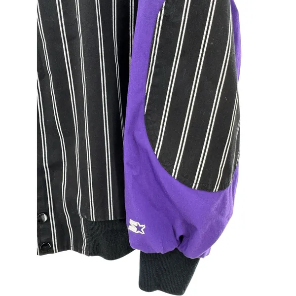 Vintage Colorado Rockies Starter Jacket XL Black Purple Pinstripe‎ MLB Basebal - Image 3