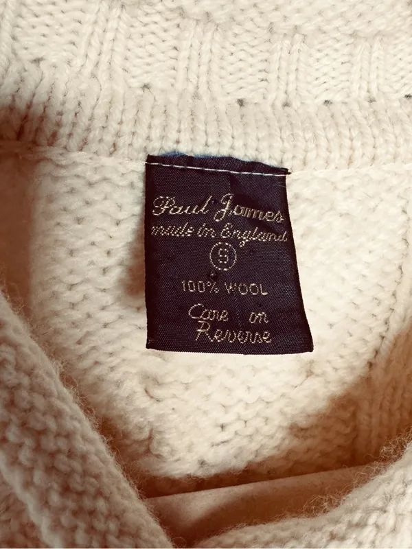 Paul James Cable Knit Sweater Cream Wool SZ S - Image 3