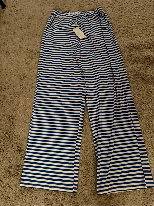 NWT As Revival Striped Wide-Leg lounge Pants - Blue & White size XS - Image 2