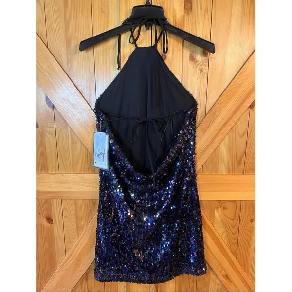 Jolt Womens Sequined Mini Halter Cocktail and Party Dress Size Medium nwt (3603) - Image 6