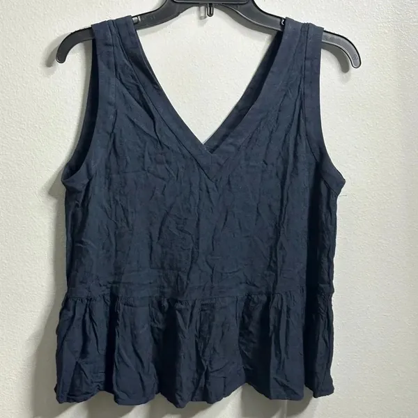 Ann Taylor LOFT Women Navy‎ Blue V-neck Blouse Top Size Small. - Image 2