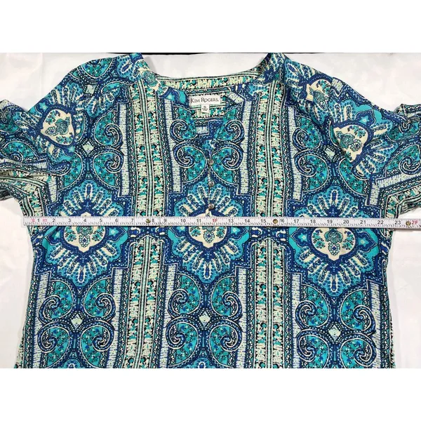 Kim Rogers SKU 7729 Womens Blue and Green Paisley Blouse Size XL - Image 3