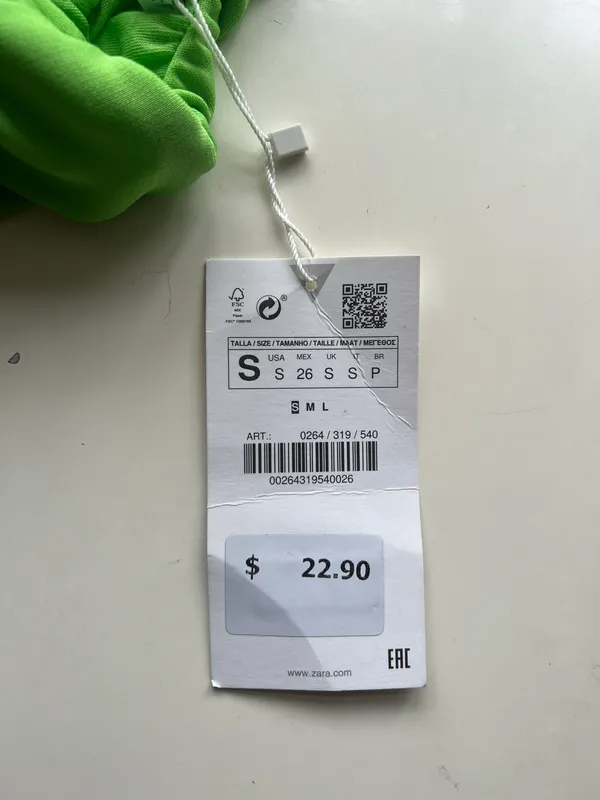 ZARA green one shoulder top - Image 3