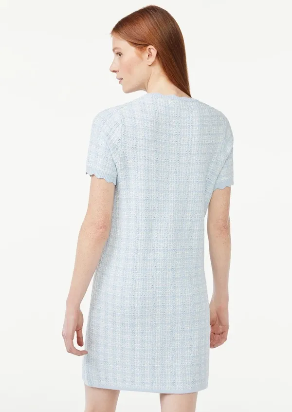 Free Assembly Women's Tweed Mini Sweater Dress with Short Sleeves - Image 2