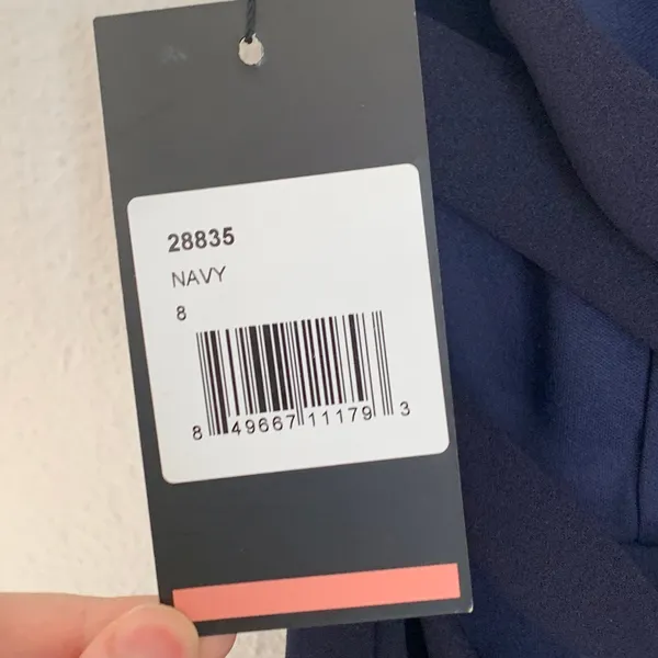 NWT La Femme 28835 Strapless Leg‎ Slit Double Strap Back in Navy Blue - Image 12