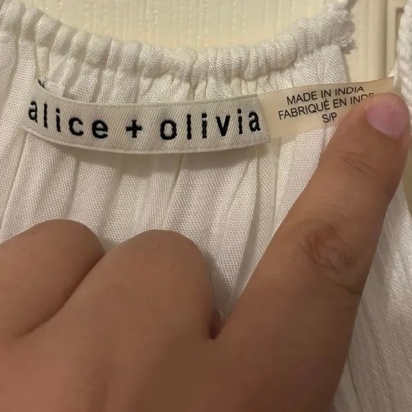 Alice + Olivia White Crochet Embroidered Danna Mini Dress Size Small - Image 3